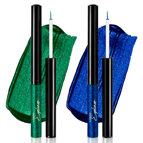 Image of Parul Garg Beauty PARIE Emerald Green & Sapphire Blue Shimmer Liquid Eyeliner Pack of 2| Waterproof, Long-Lasting & Quick-Drying | Precision Applicator | Enriched with Argan Oil | Intense Shimmer Finish | 3 ml