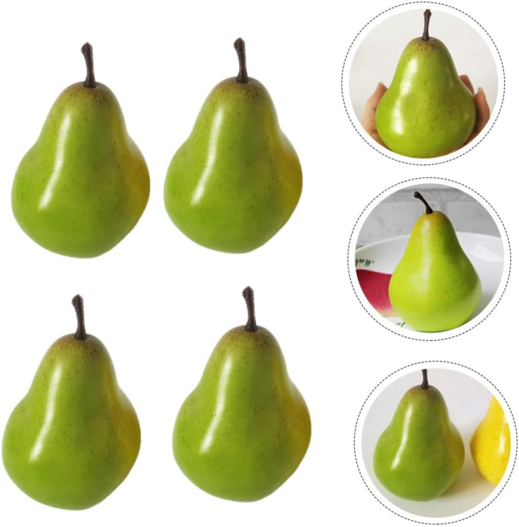 ABOOFAN 4pcs Simulated Green Pear Fruit Model Fake Fruit Food Decor Table Fruit Bowl Filler Decorative Pear Artificial Pears Decoration Simulation Pears Faux Fruit Decor Foam Mini Crafts