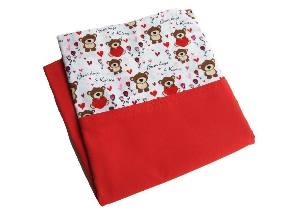 Bear Pillowcase Standard Size, RED Pillowcase with BEAR