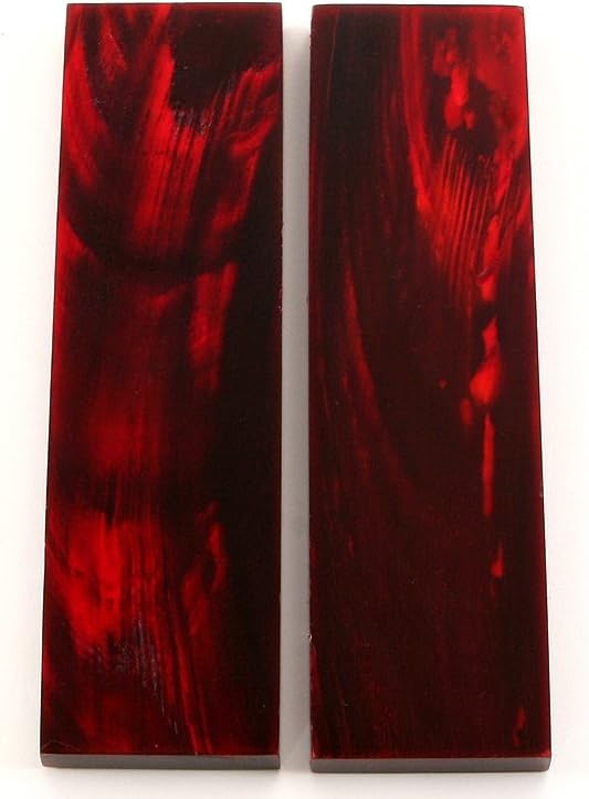 KnifeKits: Knife Handle Material - Flat Top Buffalo Horn - Red