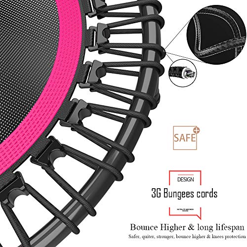 DARCHEN 450 lbs Mini Trampoline for Adults, Indoor Small Rebounder Exercise Trampoline for Workout Fitness, 450 lbs Max-Load Bungees for Quiet and Safely Cushioned Bounce, 40 Inch Gym Trampoline