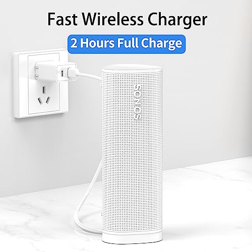 Image of Wireless Charger Compatible with Sonos Roam Gen 2nd /1st, Magnetic Charging Base, Power up Charging Dock for Portable Bluetooth Speaker for Sonos Roam SL(White)