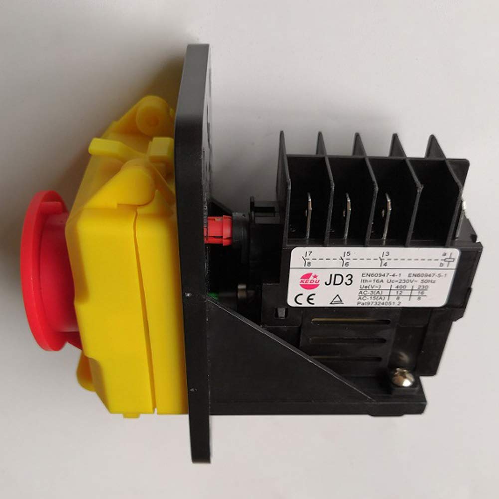 KEDU KJD11 Interruttori Elettromagnetici Impermeabili 8 Pin Relè JD3 Interruttore a Pulsante ON-OFF con Funzione di Protezione da Guasti di Alimentazione e Sottotensione per Macchine Utensili 230V 16A