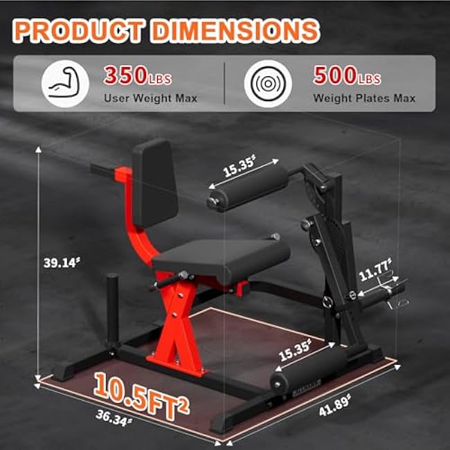 All-in-One Leg Extension and Curl Machine, Adjustable Seated Leg Rotary Extension Machine for Lower Body, Plate Loaded Home Gym Weight Machine for Thigh Workouts