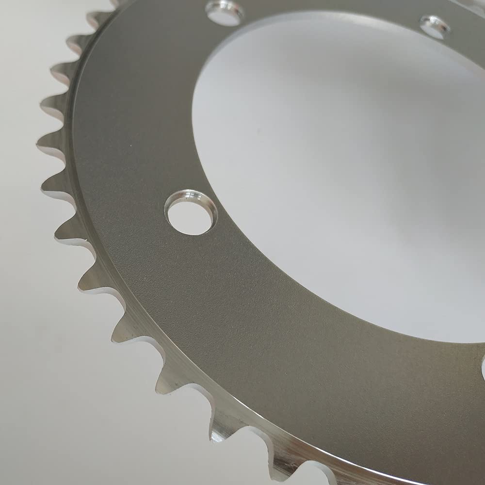 Monocorona Mtb Anello Della Catena Dell'ingranaggio Fisso 44T 46T 48T 50T 52T 53T Ruota di Catena Della Bici Della Pista Della Strada Singola Velocità 130mm BCD Corona Argenteo Corone Per Bicicletta