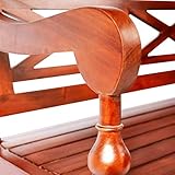 Tidyard 3 Sitzer Gartenbank Balkonbank Blumenbank mit Lehne, aus Massives Mahagoniholz - 4