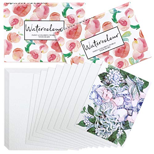 Pralb 2Pack Watercolor Postcards, 5 x 7 inch Quality Watercolor Postcards,100 lb. cold pressed Paper, with Peach Painting Box, Valentine's Day,Teacher's Day,Christmas,Thanksgiving Day(Total 80 Sheets)