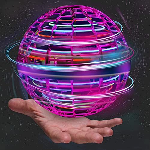 Flying Ball Toys - 2021 Upgraded Flying Orb, Boomerang Fly Space Ball Built-in RGB Lights Spinner 360Â° Rotating Spinning UFO Safe for Kids Adults Magic Flying Toys Outdoor Indoor - Fuchsia