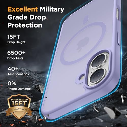 Image of Miracase Magnetic Series for iPhone 16 Case [Compatible with MagSafe] Military-Grade Protection, Anti-Fingerprint, Slim Phone Case for iPhone 16 6.1 inch - Light Purple