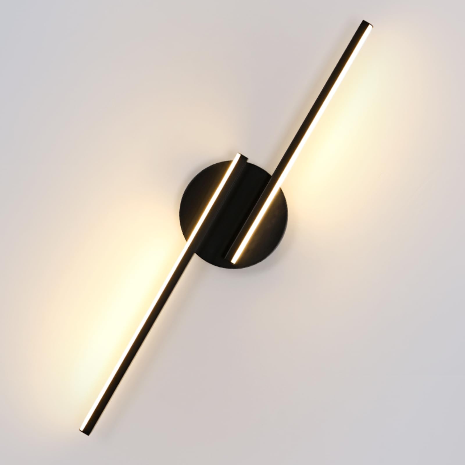 Osairous Applique da Parete Interno LED, 22W 2475LM Lampada da Parete Nero Moderna, 55CM Lampada a Muro Alluminio per Camera da Letto Bagno Lampada Soggiorno Scale Corridoio, Luce Calda 3000K