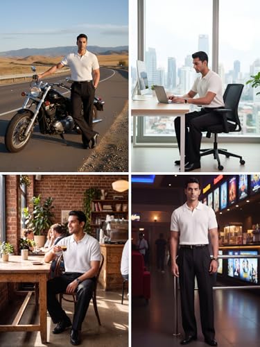 Image of Leriya Fashion Polo T Shirt for Men | Textured Polo T Shirts for Men | Smart Casual Half Sleeve T-Shirt for Mens, Breathable Cotton Knit Collar T Shirts
