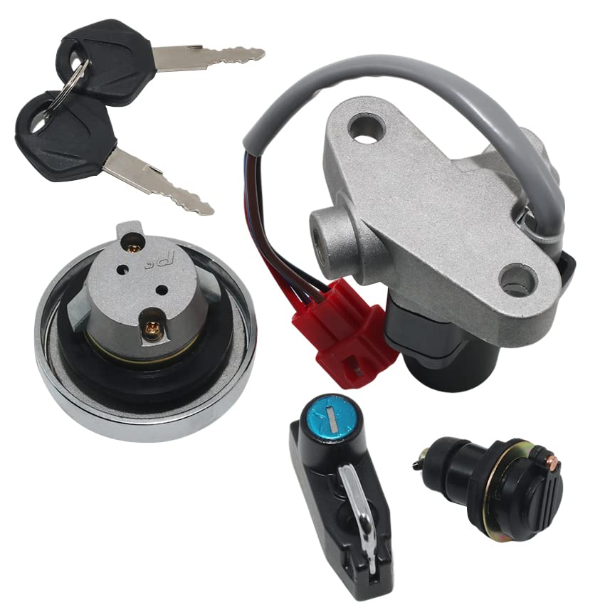 Ignition Switch Gas Cap Cover Seat Lock Key Set for Yamaha XVS650 XVS1100 XVS650A XVS1100A for Yamaha (XVS125,XVS250,XVS400, XVS650,XVS1100) Drag Star OEM 4TR-82021-00 4TR-82501-00 4TR-82501-01