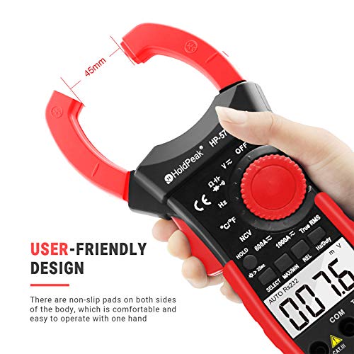 Image of HOLDPEAK Digital Clamp Multimeter Connect with APP via Bluetooth HP-570S-APP Voltage Multimeter with Amp Ohm Tester, 6000 Count with NCV, Auto Range, AC /DC Voltage AC /DC Current,Resistance