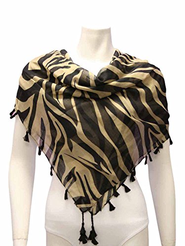 Luxury Divas Zebra Striped Scarf With Tassels2