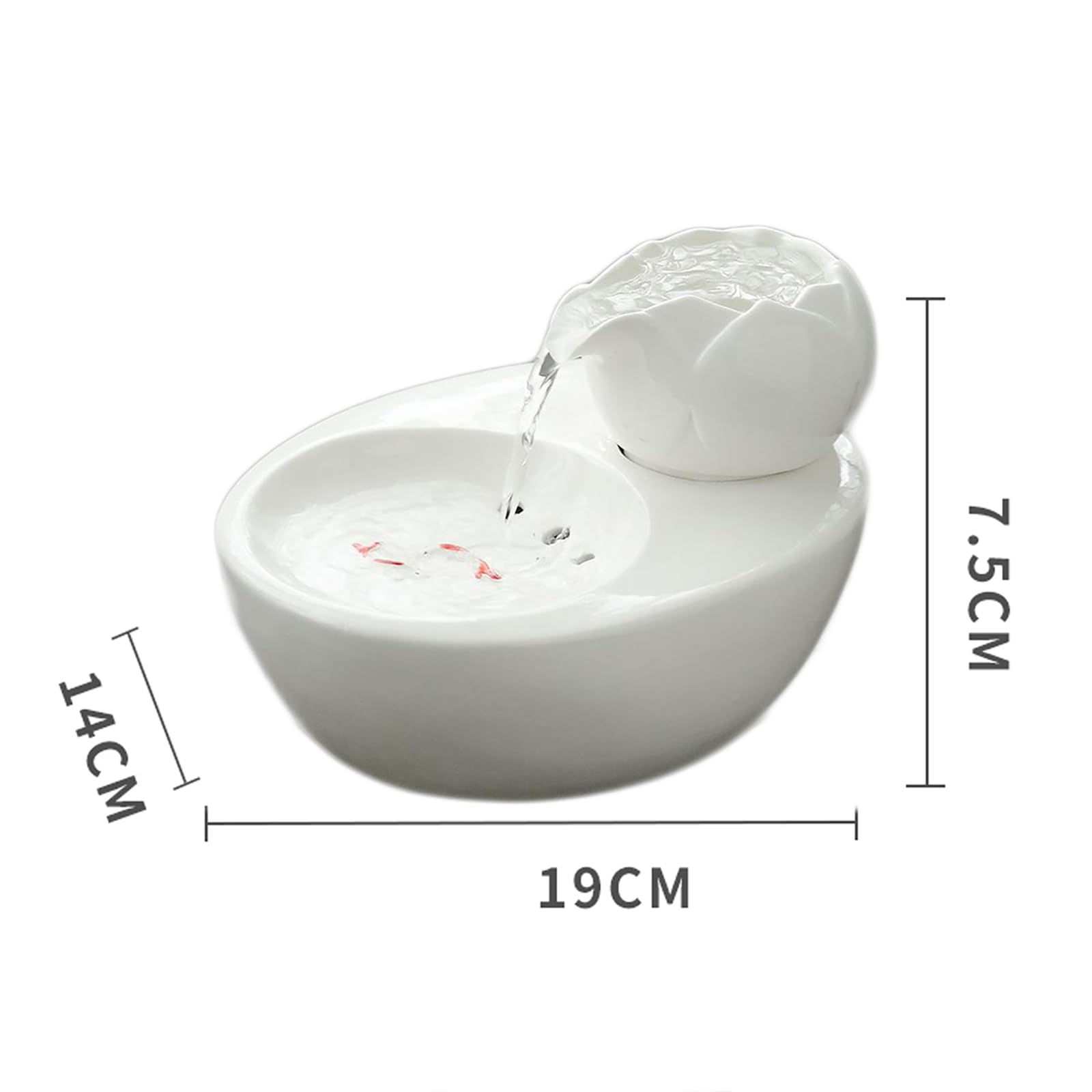 NGARY Fontana d'Acqua per Animali Domestici in Ceramica, Distributore d'Acqua per Animali Domestici da 1,0 Litri con Filtri di Ricambio, Funzionamento Ultra Silenzioso, per Cuccioli E Gattini