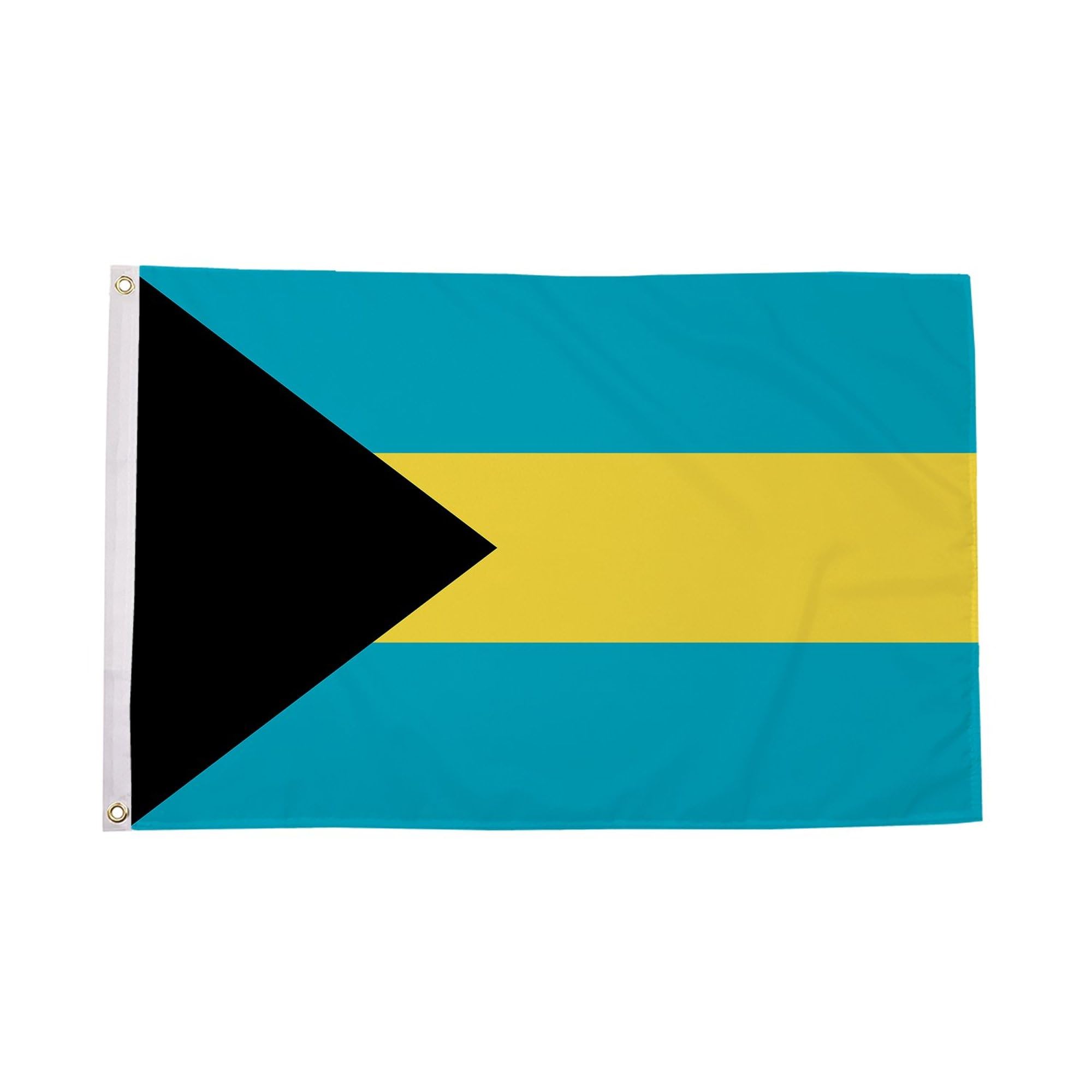 Flagtex Bahamas Flag 5ft x 3ft National Flag Aquamarine Yellow Black Horizontal Stripes Triangle Premium Quality Polyester Double Stitched Brass Grommets 150cm x 90cm Indoor Outdoor Banner Display — image 1