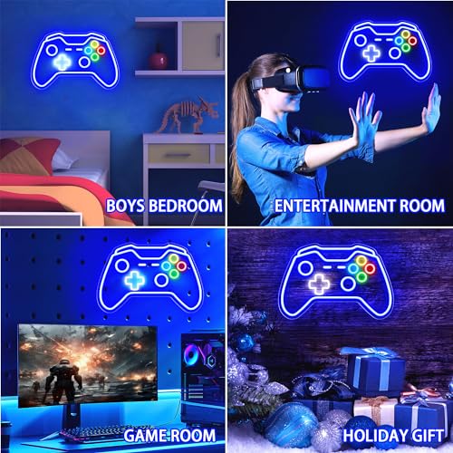 Image of Gamer Neon Sign, Gaming Neon Sign for Gamer Room Decor, Adjust Brightness Gaming Lights for Wall, Gaming Decor for Boys Bedroom and Video Game Room