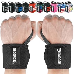 DMoose Fitness Wrist Wraps for Weightlifting – IPL Approved Premium Lifting Straps with Thumb Loops for Powerlifting, Bodybuilding & Weight Lifting, Compression Gym Wrist Support for Working Out