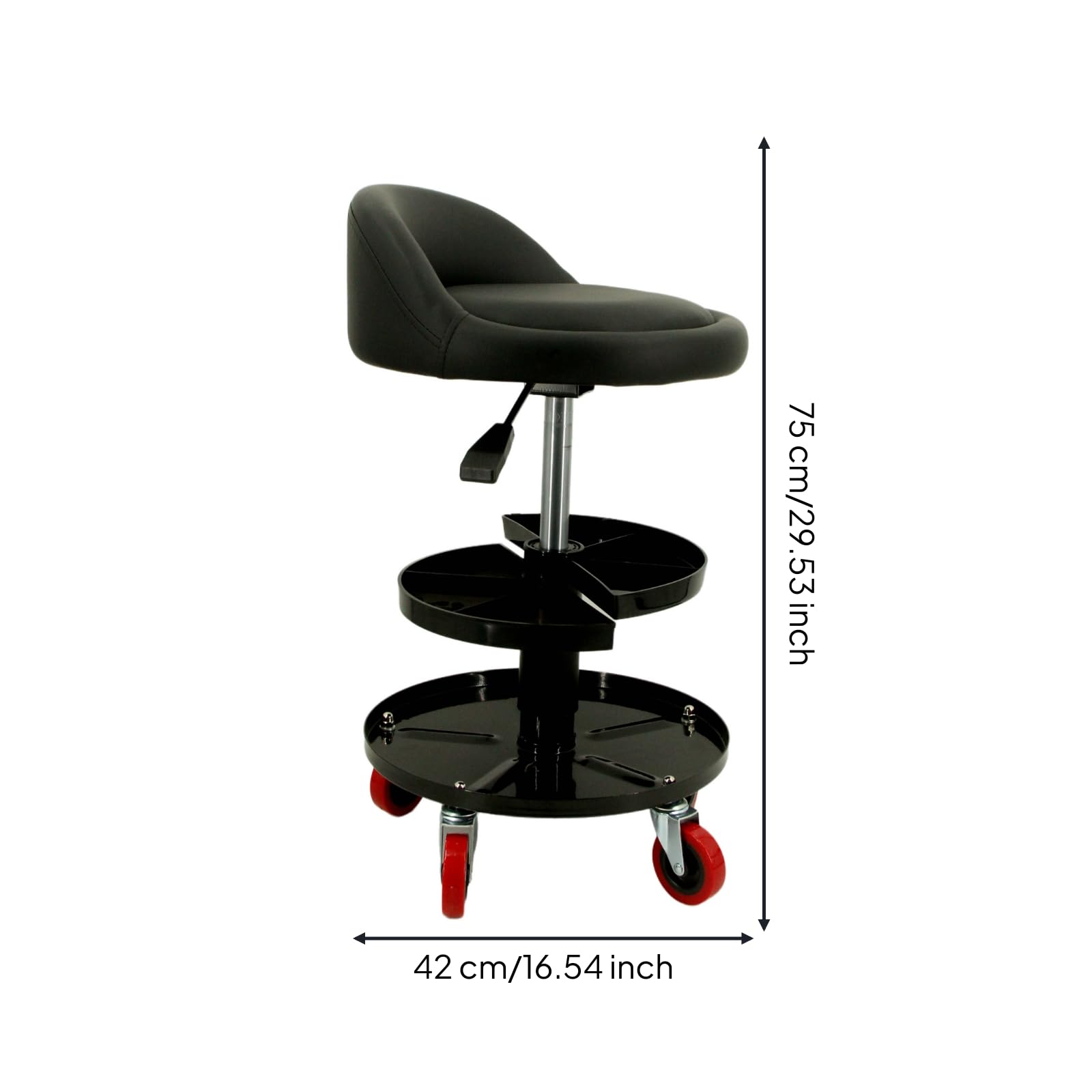 Taburete Taller con Banja Móvil Taburete con Ruedas Resistente Asiento Taller Respaldo para Garaje