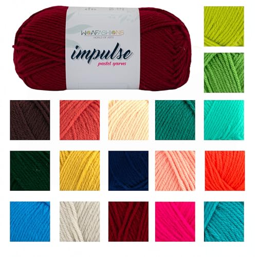 Image of WOAFashions Impulse Hand Knitting & Crochet Yarn, Premium Acrylic, 4 : Medium (Milano Red) (3x100gms / 3.5oz / 200mtr / 218yds)