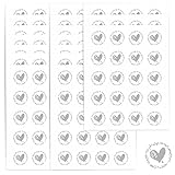 ZELARO 500 Pieces Heart Wedding Stickers, Clear Bronzing Heart Stickers 1.26 Inch Round Envelope Sea