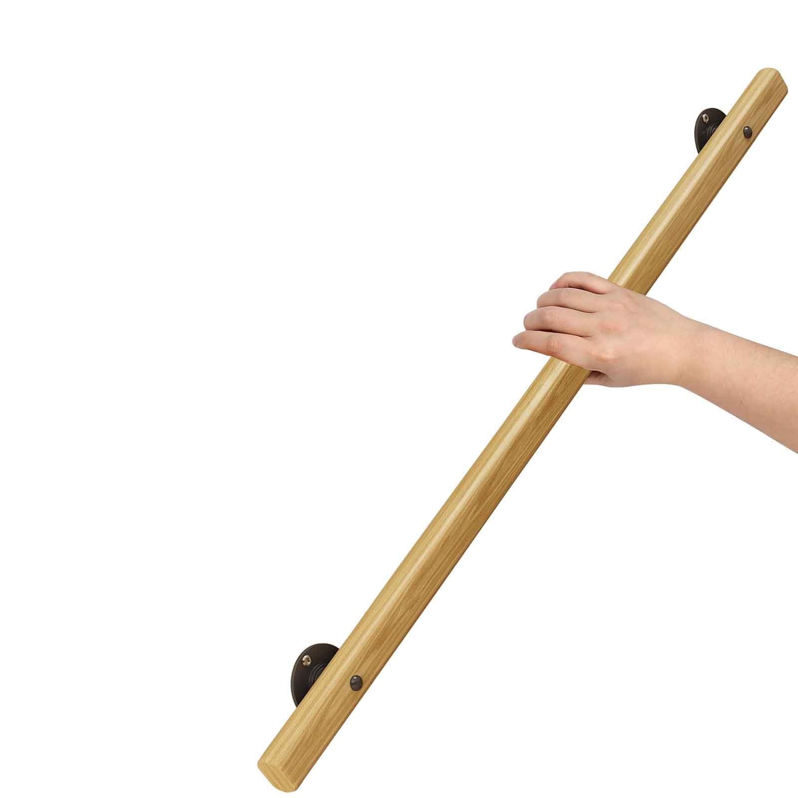 RRrawgff Wooden Handrail, 30cm-450cm Stair Hand Rail Indoor Banister Railing with Fittings Non-Slip Safety Armrests(7ft/210cm)