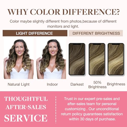 Image of GOO GOO Clip in Hair Extensions Real Human Hair, Remy Human Hair Extensions Clip ins for Women, Natural Human Hair, 18inch 130g 7Pcs, 4 /26 /4 Balayage Chocolate Brown to Honey Blonde