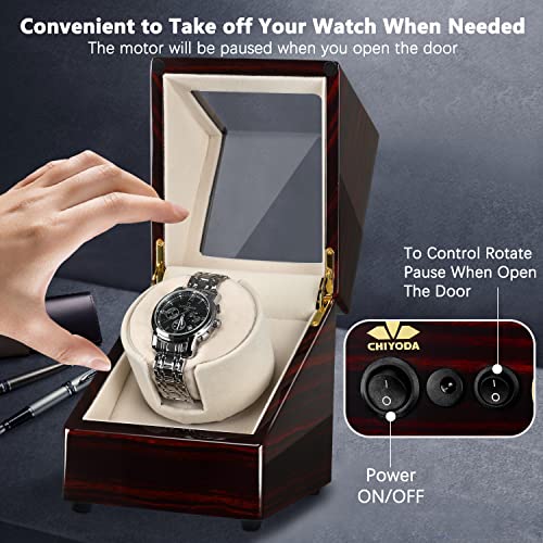 CHIYODA Single Watch Winder 5 Modes Piano Wood Box w/Open Lid Stop Function by CHIYODA - Used condition - Image 6