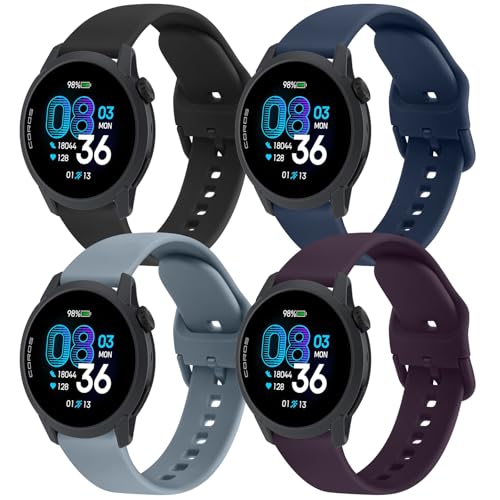AK 4PACK Bands Compatible with COROS PACE 4 / PACE 3 / Pro/APEX 2 Pro/APEX Pro/APEX 46mm Men Women 22mm Soft Sport Replacement Strap for Coros Pace 4/3 Watch (4Pack A)