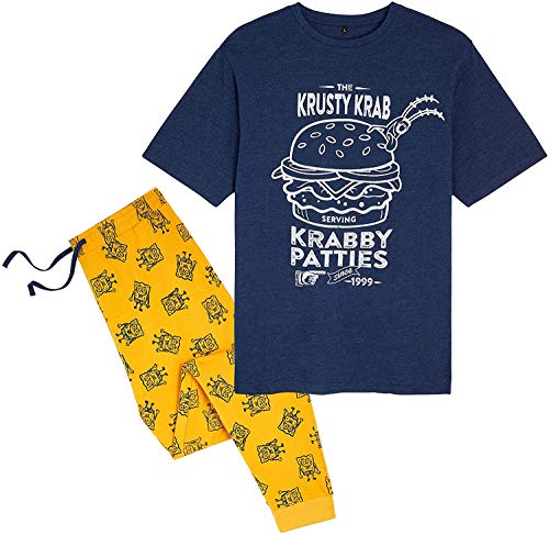 SpongeBob Pijama Hombre, Conjunto Camiseta Pantalon, Ropa de Dormir Hombre