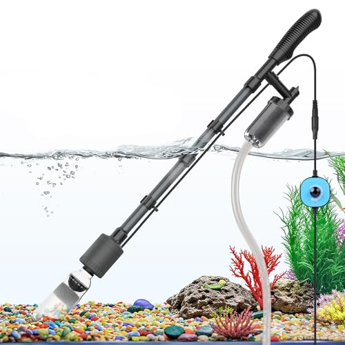 fishkeeper Mulmsauger Aquarium Elektrisch mit Einstellbar Durchfluss DC Controller, 6-in-1 Multifunktions Aquarium Sauger Bodengrund Reinigen, 25W Sichere Elektrische Wasserwechsel Set & Kiesreiniger