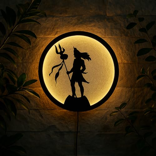 Image of Shiva LED Backlit Wall Lamp Room Decor | Moon Wall Lights for Home Decoration | Wall Lamps for Bedroom & Living Room | No Adapter Required