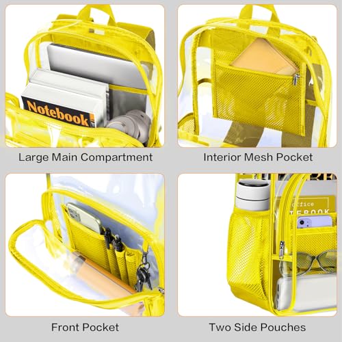 Image of PAMANO Clear Backpack, Heavy Duty Transparent Reinforced Bottom See Through for College, Travel Work Security