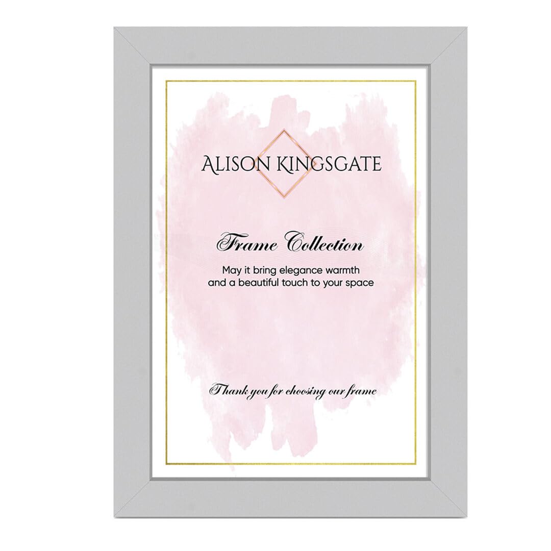 Alison Kingsgate Modern A3 Silver Picture Frame - Engineered Wood Photo Frame with Shatterproof Perspex Front - Ideal for Posters, Certificates & Artwork