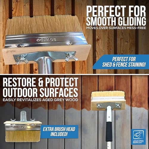 Decking Stain Brush Kit with Metal Handle for Decking Paint Stain Application with Extra Decking Brush Head and 3" Paint Brush 5 Decking Stain Brush Kit with Metal Handle for Decking Paint Stain Application with Extra Decking Brush Head and 3" Paint Brush - Image 5