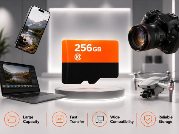 Image of 256GB microSDXC UHS-I, 150MB /s R, Memory Card, for Smartphones (256GB)