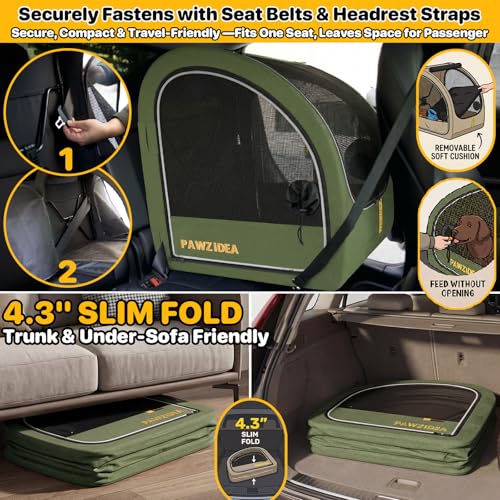 PAWZIDEA Portable Dog Crate for Car