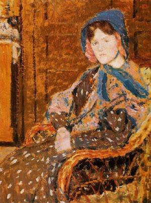 Peinture à l'huile Seated Young Woman in a Blue Hat Georges Lemmen reproduction 36x48 pouces