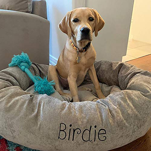 Image of Majestic Pet Personalized Villa Shredded Memory Foam Mix Calming Washable Cozy Soft Round Donut Dog Bed, 52 Inch, Vintage