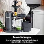 Ninja NeverClog Cold Press Juicer, Powerful Slow Juicer with Total Pulp Control, Countertop, Electric, 2 Pulp Functions, Dishwasher Safe, 2nd Generation, Charcoal, JC151 - Image 3