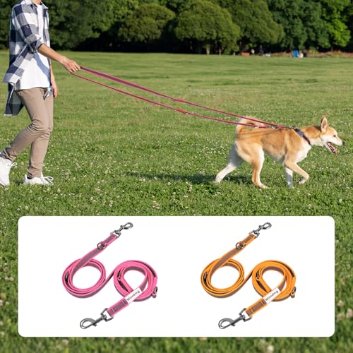 Wisedog 3m Rosa doppelendige gummierte Hundeleine Leichtgewichtige Hands Free Leine für Hund rutschfeste Hands Free Hundeleine Fit für Spaziergänge Laufen Camping