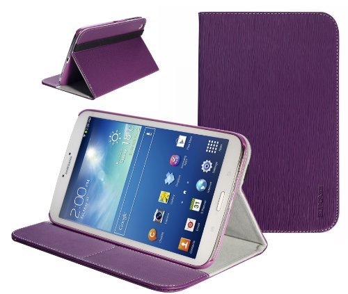 SUPCASE Samsung Galaxy Tab 3 8.0 inch Tablet Slim Hard Shell Leather Case with Auto Wake/Sleep - Purple, Multi-Angle Viewing, Business Card Holder