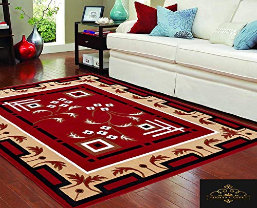 Image of Floral Rectangular Carpet Velvet Touch 6.0X 8.0 Feet Red F