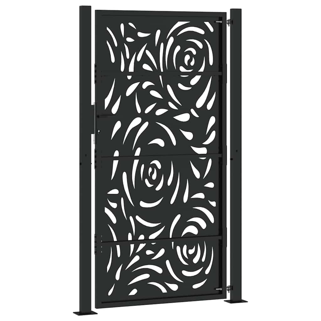 vidaXL Brama ogrodowa czarna 100x175 cm Stalowy wzór płomienia