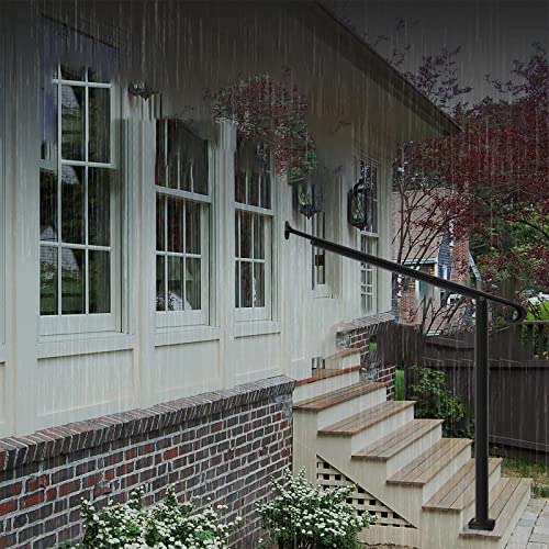 Handrails for Outdoor Steps 1-4 Step Handrail, Wall&Floor Mounted Wrought Iron Handrails Stair Rail with Installation Kit Hand Rail for Outdoors Steps - Image 5