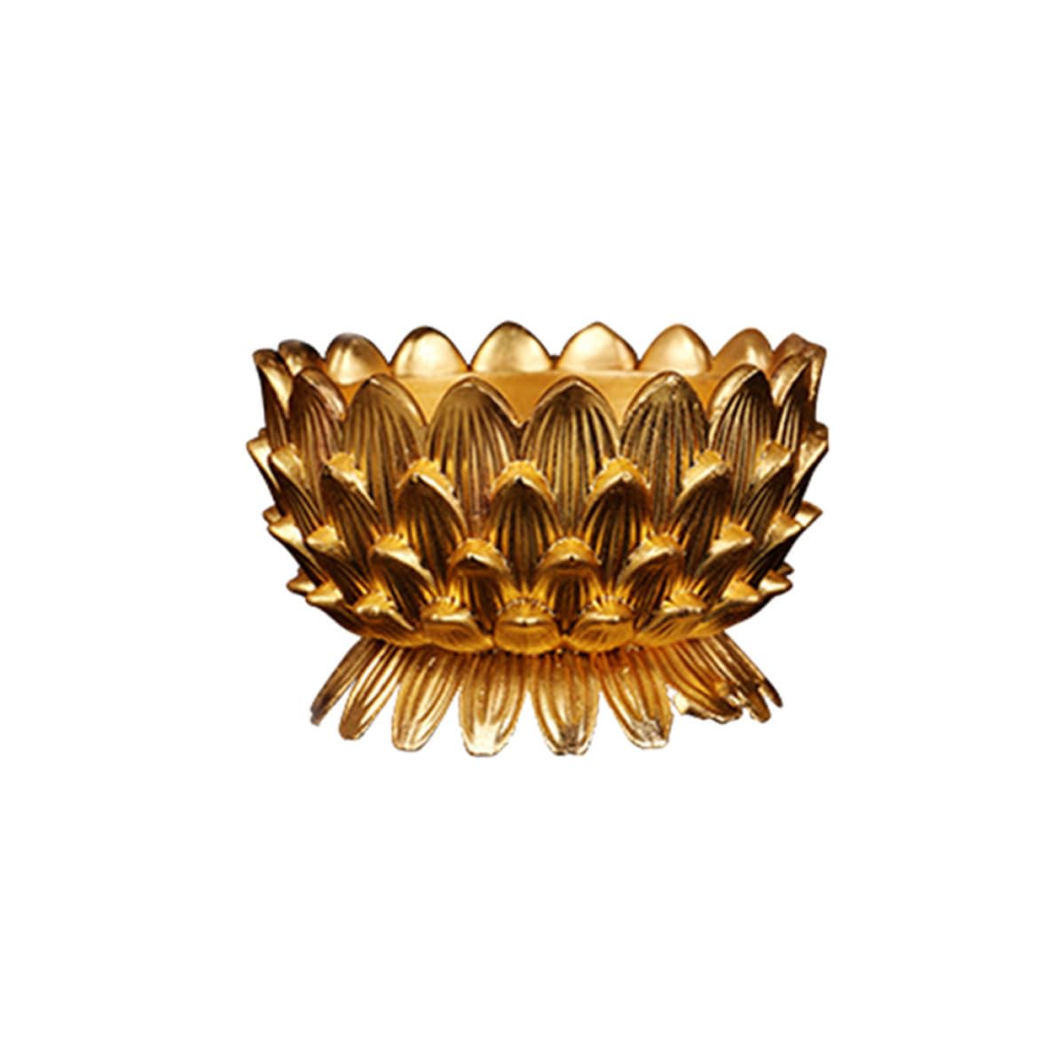 Porte-bougies votives lotus doré pour ambiance zen et décoration de table