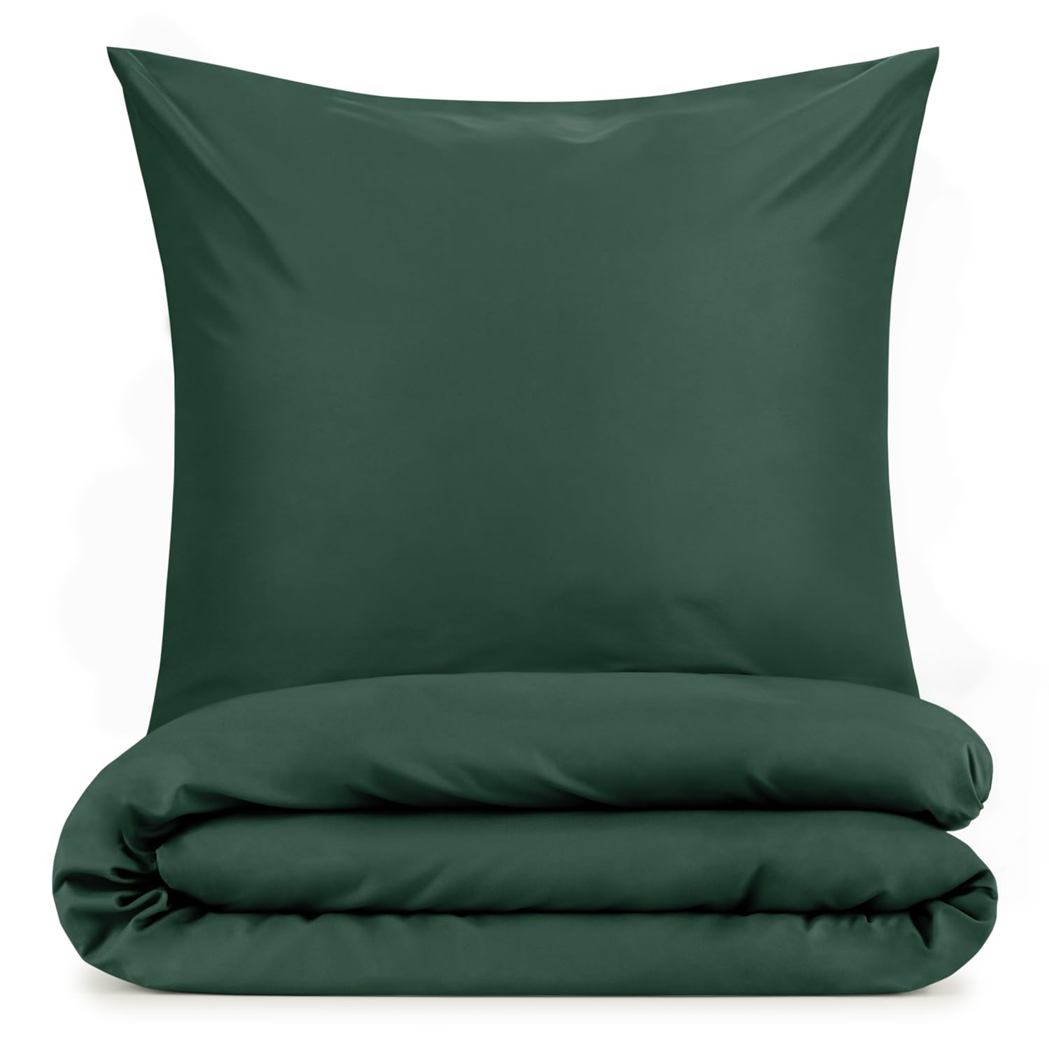 BlumtalDuvet Cover 200 x 220 cm + 2 x Pillow Case 40 x 80 cm – Oeko-Tex Certified Microfibre Duvet Cover 200 x 220 cm – Bed Linen 220 x 200 cm – Iron-Free Bed Linen Set Dark green One Size