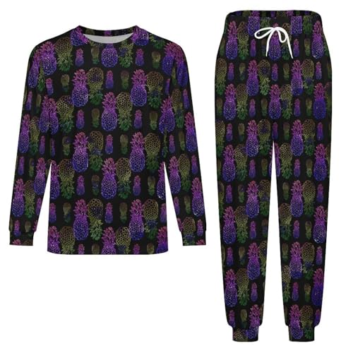 Mens Pajamas Sets Lemon 2 Piece Long Sleepwear Lightweight Long Sleeve Crew Neck Pajamas Set Soft Comfy Sleep Loungewear2