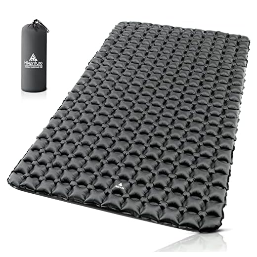 Hikenture Ultralight Double Sleeping Pad for Camping, Portable Waterproof Camping Pad with Pump Sack, Inflatable Comfort Camping Mattress 2 Person, Ripstop Sleeping mat for Backpacking