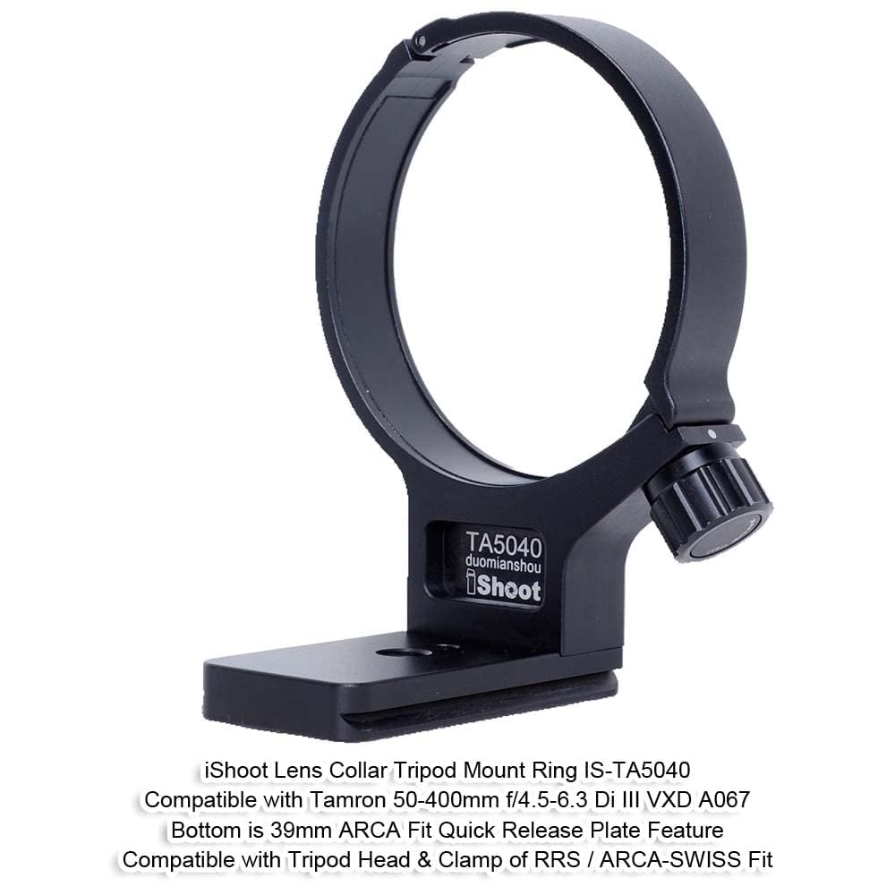 iShoot Collare per obiettivo con anello di montaggio per treppiede in metallo compatibile con Tamron 50-400 mm f/4.5-6.3 Di III VXD A067, supporto per obiettivo staffa inferiore è Arca-Swiss Fit
